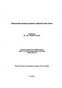 Parameterized Complexity Applied in Algorithmic ...