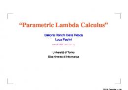 Parametric Lambda Calculus - UniTo