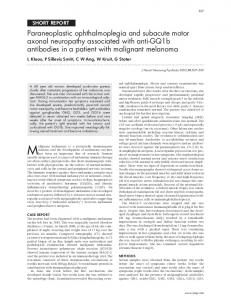 Paraneoplastic ophthalmoplegia and subacute motor ... - Europe PMC