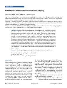 Parathyroid transplantation in thyroid surgery - Gland Surgery