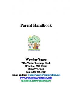 Parent Handbook - Wonder Years