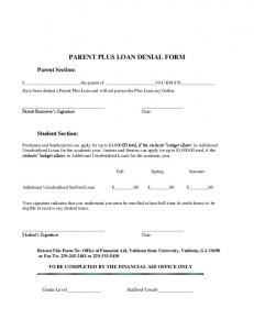 PARENT PLUS LOAN DENIAL FORM