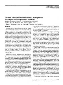 Parental attitudes toward behavior management techniques used in ...