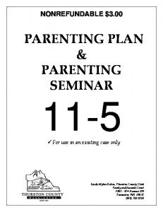 PARENTING PLAN & PARENTING SEMINAR - Thurston County