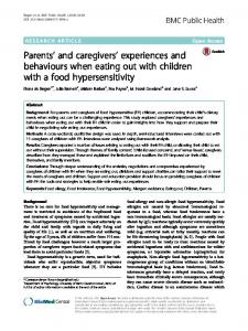 Parents' and caregivers' experiences and ... - BMC Public Health