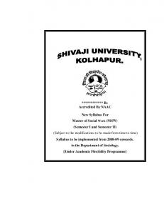 Part - I & II - Shivaji University