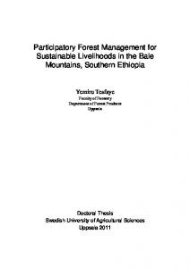 Participatory Forest Management for Sustainable Livelihoods in the ...