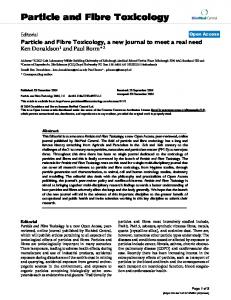 Particle and Fibre Toxicology - Springer Link