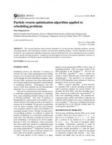 Particle swarm optimization algorithm applied to ... - ScienceAsia