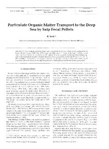 Particulate Organic Matter Transport to the Deep Sea ... - Inter Research