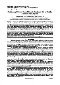 Partitioning Of Some Trace Metals in Floodplain Soil in Onitsha ...