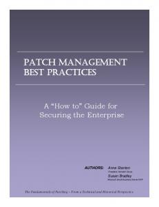 PATCH MANAGEMENT BEST PRACTICES - Ecora