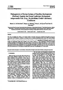 Pathogenicity of Syrian Isolates of Bacillus thuringiensis (Berliner ...