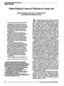 Patient Bullying: A Survey of Physicians in Primary Care