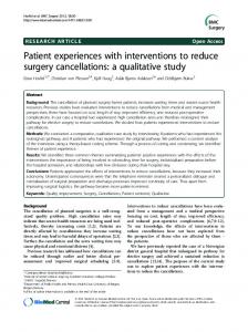 Patient experiences with interventions to reduce surgery cancellations ...