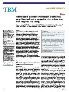 Patient factors associated with initiation of behavioral ... - Springer Link