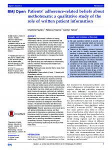 Patients' adherence-related beliefs about