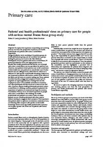 Patients' and health professionals' views on primary care for people ...