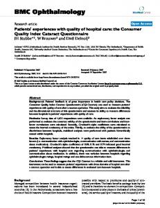 Patients' experiences with quality of hospital care: the Consumer