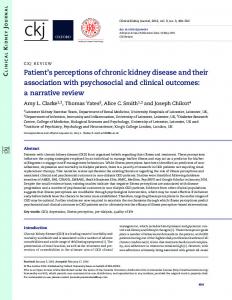 Patient's perceptions of chronic kidney disease ... - Semantic Scholar