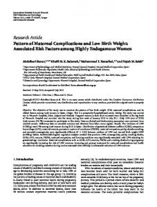 Pattern of Maternal Complications and Low Birth Weight: Associated