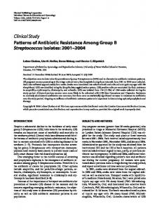 Patterns of Antibiotic Resistance Among Group B ... - BioMedSearch