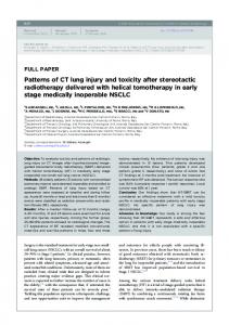 Patterns of CT lung injury and toxicity after ... - BIR Publications