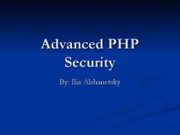 (PDF) Advanced PHP Security