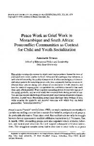 Peace Work as Grief Work in Mozambique and South Africa ...