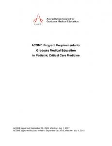 Pediatric Critical Care - acgme