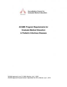 Pediatric Infectious Diseases - acgme