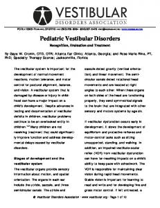 Pediatric Vestibular Disorders - Vestibular Disorders Association