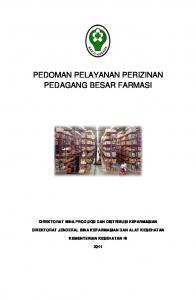 pedoman pelayanan perizinan pedagang besar farmasi - Direktorat ...