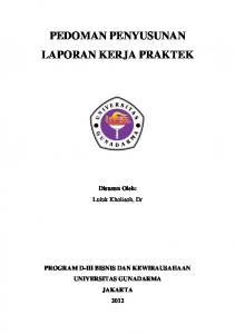 PEDOMAN PENYUSUNAN LAPORAN KERJA PRAKTEK