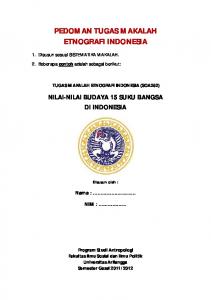 PEDOMAN TUGAS MAKALAH ETNOGRAFI INDONESIA