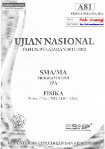 Pembahasan Soal UN Fisika SMA 2012 Paket A81 Zona D