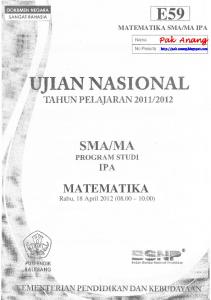 Pembahasan Soal UN Matematika SMA Program IPA 2012 Paket ...