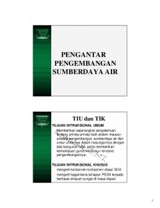 PENGANTAR PENGEMBANGAN SUMBERDAYA AIR