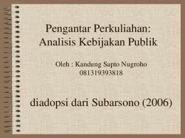 Pengantar Perkuliahan: Analisis Kebijakan Publik ... - FISIP Untirta