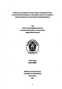 penggunaan jaringan syaraf tiruan backpropagation untuk seleksi ...