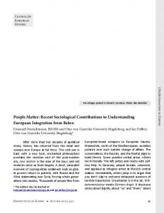 People Matter: Recent Sociological Contributions to Understanding