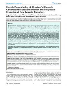 Peptide Fingerprinting of Alzheimer's Disease in ... - PLOS