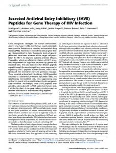 Peptides for Gene Therapy of HIV Infection