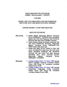 Peraturan Menteri Pertanian Nomor 05/Permentan - Bphn.go.id
