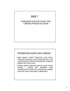 PERBEDAAN AGEN DAN CABANG