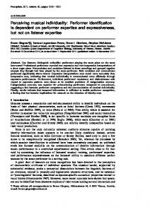 Perceiving musical individuality: Performer ... - Bruno L. Giordano