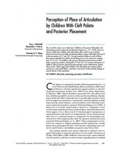 Perception of Place of Articulation by Children With Cleft Palate and ...