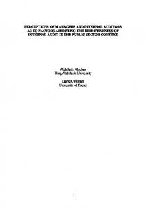 perceptions of managers and internal auditors as ... - Internal Auditing