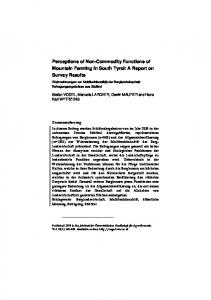 Perceptions of Non-Commodity Functions of Mountain Farming in ...