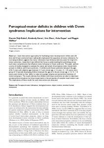 Perceptual-motor deficits in children with Down syndrome ...